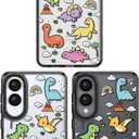 Compatible for Samsung Galaxy S25 Edge Case Cute Aesthetic - Durable Shockproof 6.6 ft Drop Impact Phone Case Cover with Funny Fashion Baby Dinosaur Design 6.7" Black