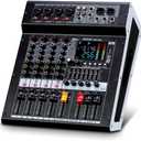 BOMGE 4-Channel Audio Interface Mixer with 256 DSP, Bluetooth 48V Phantom Power, 2x350W Amplifier (4 Ohm) for Studio Recording, DJ Mixing, Karaoke, Concert Party & Streaming
