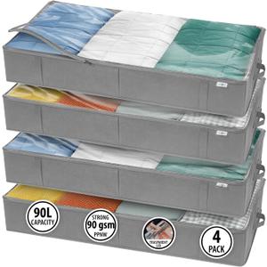 StorageExpert Closet Organizers and Storage - Maximize Space with Under Bed Storage Containers & Clothes Storage - Ideal Closet Organizer, Toy Storage Organizer & Underbed Storage (Grey, 4 Pack)