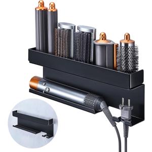 Storage Hair Dryer Holder for Curling Iron Accessories, Hair Tool Organizer Wall Mount, Curling Iron Holder Organizer, Bathroom Hair Straightener Holder Stand for Styler Attachments Organizer, Black