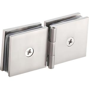 Frameless Shower Door Hinge Glass to Glass 180 Degree, Solid Brass Shower Glass Hinge for 5/16" to 1/2" (8-12mm) Tempered Glass, Heavy Duty Shower Door Replacement Hinge, Brushed Nickel