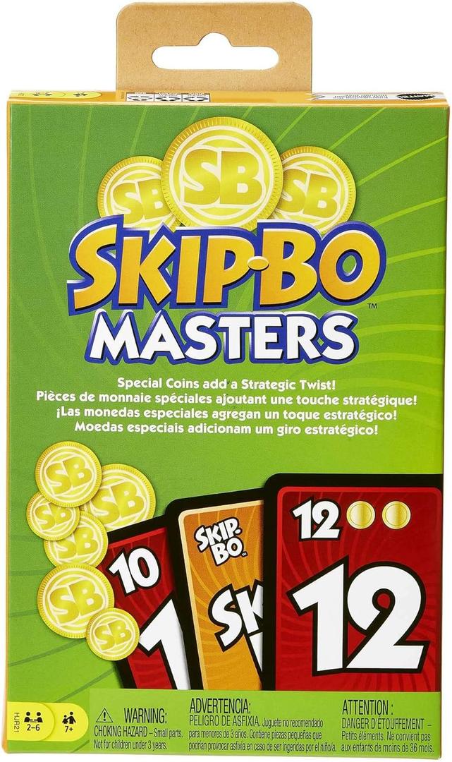 Mattel Games Skip-Bo Masters Card Game for Family, Travel and Game Night, 2 to 6 Players