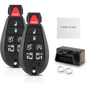 2PC Simple OBD and Remote Key Fob Replacement for Chrysler Town & Country Dodge Grand Caravan 2008-2016 Volkswagen Routan 2010-2012 M3N5WY783X IYZ-C01C with DIY Instructions Kit