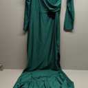 Vakkest Women Off The Shoulder Formal Dresses Long Sleeve Evening Party Velvet Maxi Dress High Split Cocktail Gowns (XX-Large, Green)