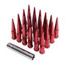 JDMSPEED New Wheel Spike Lug Nuts (24pcs) with 1 Socket Key Red 14x1.5 4.5 Tall 6 Lug 14mmx1.5 Replacement for GMC Chevy Ford Vehicles