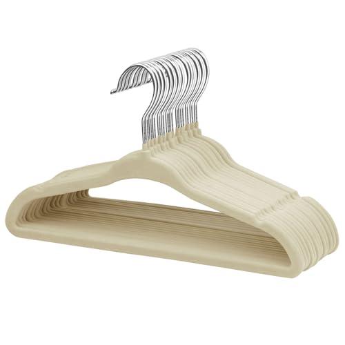 ManGotree Baby Velvet Clothes Hangers, Childrens Kids Hangers for Clothes Space Saving Non-Slip 7 Pack (Beige)