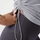 ODODOS Women's Side Ruched Muscle Tee PeachSoft Sleeveless Shirts Crew Neck Tank Tops, Light Gray, X-Small (Gray, XS)