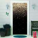 35.4x72.8 Inches Black and Gold Glitter Door Banner Yard Sign Golden Sparkle Bokeh Sequin Spots Birthday Party Door Decorations Polyester Fabric Supplies Indoor Outdoor