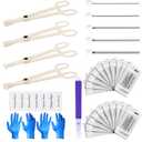 Body Piercing Tool Kit - Piercing Kit with 12G 14G 16G 18G 20G Piercing Needles Piercing Clamps Forceps for Ear Nose Belly Button Tongue Eyebrow Body Piercing Tool Kit Piercing Supplies