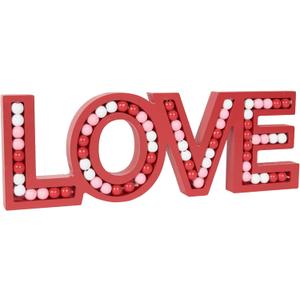 OMISHE LOVE Sign for Tabletop or Wall Hanging, Freestanding Rustic Beaded Letters for Farmhouse Home Table Decor, Gift for Wedding, Housewarming, Valentines Day, Thanksgiving, Red