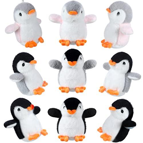 9 Pcs Mini Penguin Stuffed Plush Toys 4.3 Inch Cute Soft Small Penguin Ornament Bulk Hanging Animal Stuffed Toys Gift for Keychain Bag Pendant Christmas Decors Birthday Party Favor(Cute Style)
