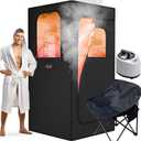 Portable Sauna for Home, 2.6L Steamer Portable Steam Sauna for Home, Personal Sauna with Big Sauna Chair, Remote Control, Oxford Fabric, 2.6 x 2.6 x 5.9, Black, 1000W