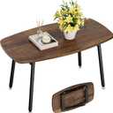 WOHOMO Folding Coffee Table Rustic Small Coffee Tables for Living Room Farmhouse Portable Table for Small Spaces Rectangular Mid Century Coffee Table, No Assembly 31.5 * 15.7 * 17.7IN, Walnut (Brown)