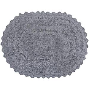 DII Crochet Collection Reversible Bath Mat, Small Oval, 17x24, Gray