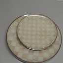 U-QE 20PCS Plastic Brown Plates for Party - Retro Checkered Plates Disposable Heavy Duty - Fancy Plastic Plate for Party, Birthdays - 10 10.25 Inch Dinner and 10 7.5 Inch Dessert Plate