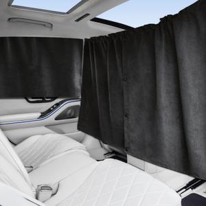 2025 Upgraded Set of 4 Car Privacy Curtains, Suede Car Window Shades for Baby Sleeping Travel Camping Nap 99% Opaque Version,2 Rear Divider Curtain & 2 Side Car Windows Covers SUV Truck