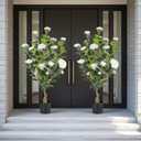 Artificial Camellia Tree 2 Pack, 3FT Faux Camellia Plant in Pot, 36 inch Fake Potted Camellia Flower Tree Plastic Camellia Tree for Modern Home Office Living Room Floor, Christmas, Decor Indoor, White
