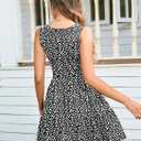 AUSELILY Womens Summer Dress Casual Sleeveless Crewneck T Shirt Sundress Flowy Tiered Swing Mini Dresses (Black, S)