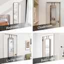 SCWF-GZ 47x14 Mirror Full Body Length Door Hanging/Rope Hang/Wall Mounted Metal Frame Rectangle Mirrors for Bedroom Bathroom Dressing Living Room 47 inch Black
