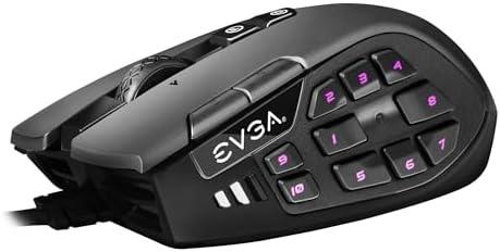 EVGA X15 MMO Gaming Mouse, 8k, Wired, Black, Customizable, 16,000 DPI, 5 Profiles, 20 Buttons, Ergonomic 904-W1-15BK-KR