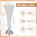 Rtteri 4 Pcs 20 Inch Tall Crystal Vase for Centerpieces Wedding Metal Crystal Trumpet Flower Vase Stand for Holiday Table Floor Wedding Banquet Celebration, Classic Elegance(Silver)