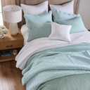 Levtex Home Cross Stitch Reversible King/Cal King Quilt Set (106x92in) with 2 Pillow Shams (36x20in) - Stitch Texture - Blue Haze - Cotton King Size Quilt Bedding Set - Lightweight, Soft, Pre-Washed