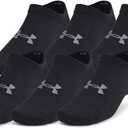 Under Armour Unisex Adult Essential No Show Socks (6-Pairs) ((001) Black / Black / Castlerock)