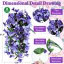 2 Pack Artificial Bougainvillea Flowers for Outdoors Decorations, Fake Hanging Plants, Faux Outside Flowers UV Resistant for Baskets Home Front Door Porch Patio Balcony Yard(Double Purple)