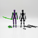 (Assembly Completed) 3D Printed Action Figure，T13 Robot Action Figure, T13 Collectible Action Figure Articulated, for Collectors Desktop Decorations Purple Green+Black