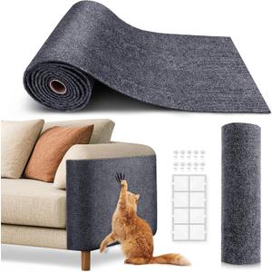 Cat Scratch Furniture Protector, Trimmable Self-Adhesive Carpet, DIY Climb Cat Scratcher Mat for Covering Cat Tower and Couch Protector from Cat Claws (78.7x15.8in Dark Gray)