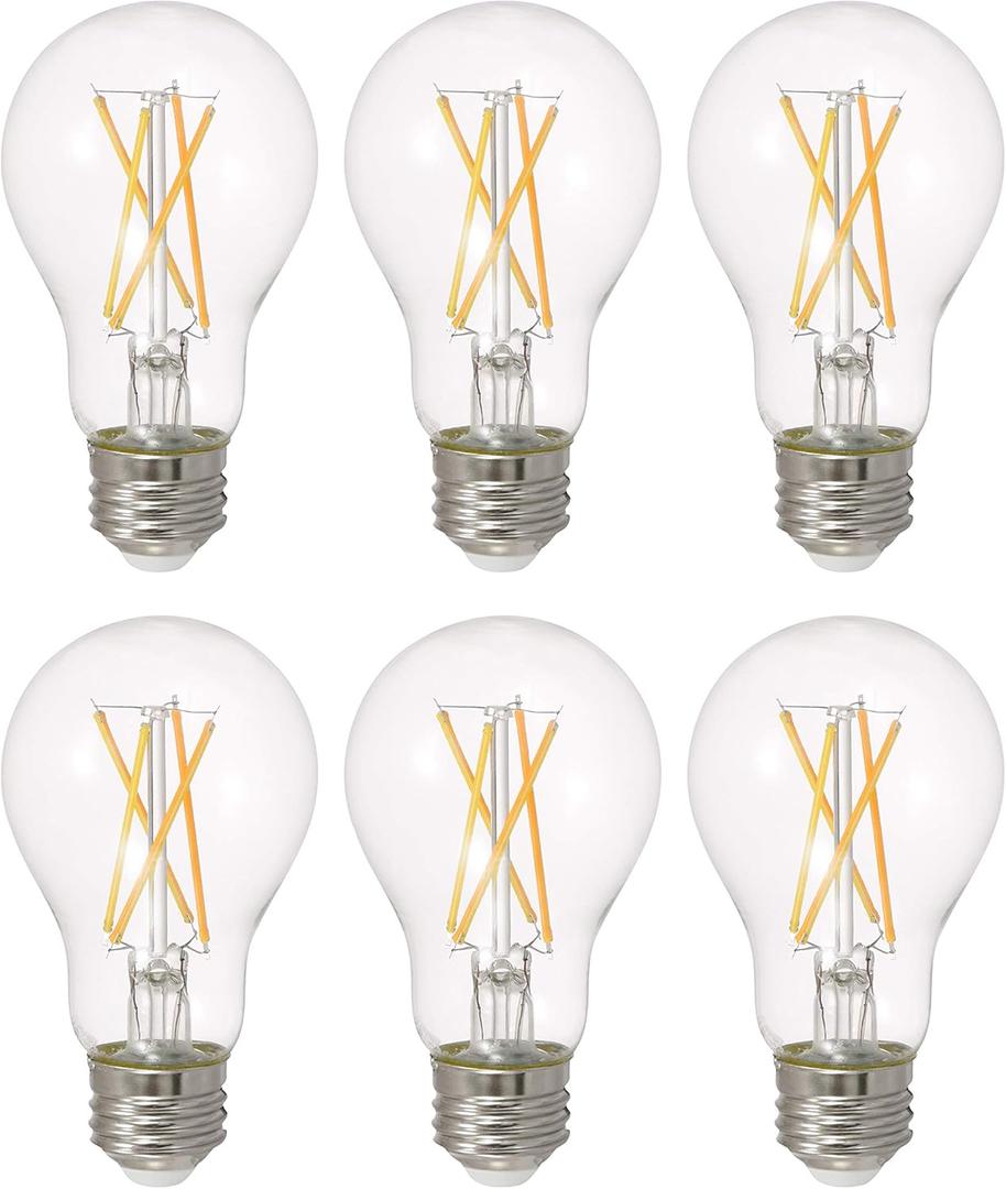SYLVANIA LED TruWave Natural Series A19 Light Bulb, 60W Equivalent, Efficient 11W, 1100 Lumens, Dimmable, Clear, 2700K, Soft White - (Pack of 6) (40807)