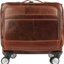 KomalC Leather Rolling Briefcase for Men – Wheeled Laptop Bag with 21” Trolley Handle, Premium Buffalo Leather Business Travel Case, 16 Inch