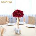 NUPTIO Flower Balls for Centerpieces Wedding: 2 Pcs 11.8 inch Diameter Artificial Flower Ball Arrangement Bouquet Centerpiece for Tables - Burgundy Fake Rose Flowers for Wedding Decor