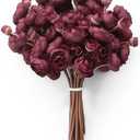 Floroom Ranunculus Artificial Flowers 18 Pcs Burgundy Faux Silk Mini Ranunculus Bulk Fake Wedding Filler Flowers for DIY Red Bouquets, Centerpieces, Bridal Shower Decorations & Arrangements