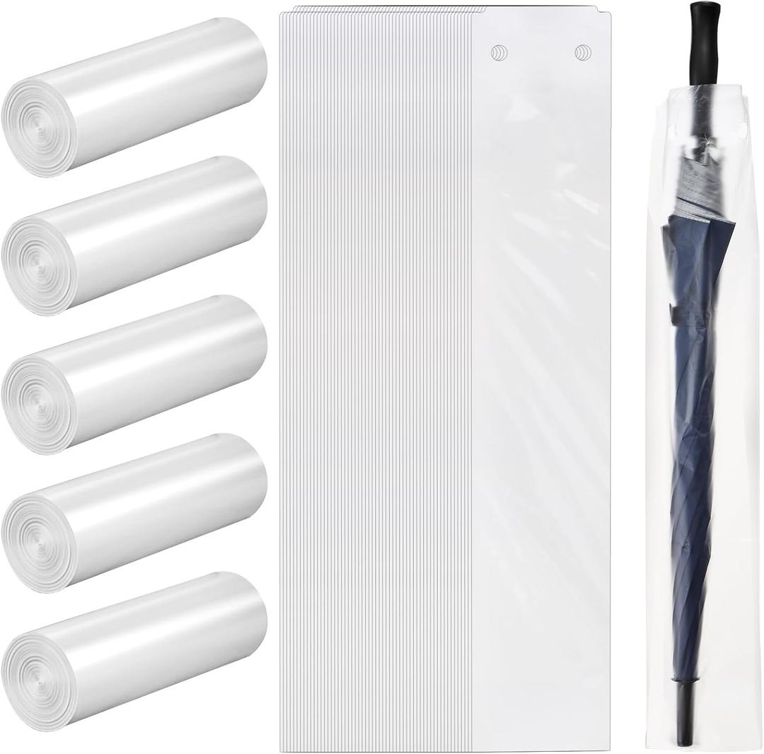 Okllen 500 Pack Clear Umbrella Rain Bags Disposable, Heavy Duty Umbrella Sleeve Wet Bag for Church Lobby, Universal Fit Dispenser Refill, Keep Floors Dry