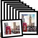 HOMERHYME 8x10 Picture Frame, 8 Pack Black Photo Frames for Tabletop or Wall Display, Fits Pictures 5x7 with Mat or 8x10 Without Mat, Poster Frame Collage with HD Plexiglass for Gallery Home Wall Decor