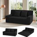 MeMoreCool 59" Boneless Couch Bed, Loveseat Futon Sofa, Small Space, Black