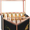 CoralHouse Lipstick Organizer - Black Glass Lipstick Holder & Nail Polish Organizer, 18-Slot Vanity Cosmetic Organizer with Removable Dividers,