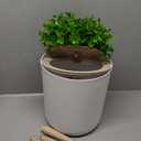 Earth & Mango Small Bathroom Trash Can with Lid, Small Bathroom Garbage Can with Plant Style Lid, 1.8 Gallon, White, Perfect for Bedroom, Office, and Bathrooms, Trash Bin That Looks Like a Plant