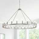 24-Light Wagon Wheel Chandelier, 54 Inch Farmhouse Chandelier for Entryway, Industrial Foyer Lighting Fixtures, Large Foyer Chandeliers for High Ceilings, Chandelier for Living Room, Dinning Room