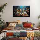 Colorful Butterfly Book Canvas Wall Art Butterfly Emerging From Book Picture Wall Decor Reading Enthusiasts Poster Print for Library Reading Room Bedroom Modern Reading Concept Home Decoration