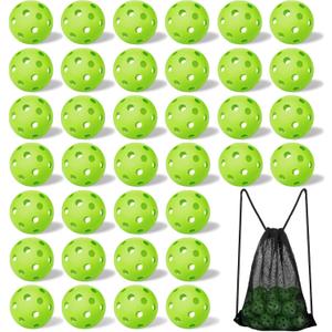 Tanlade 36 Pack Baseball Practice Balls Plastic Training Balls Lightweight Hollow Airflow Softballs with a Drawstring Bag for Hitting,Batting,Pitching, 2.91 in Indoor Outdoor Use Gift