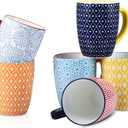 Selamica 16 oz Porcelain Coffee Mugs Set of 6, Coffee Cups Ceramic With Handle, Dishwasher, Oven, Microwave Safe, Assorted Colors | Coffee Cups, With Handle, Dishwasher, Oven, Microwave Safe