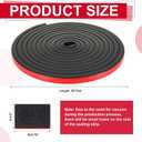 Pangda 20 Ft Rectangular Rubber Seal Strip with Self-Adhesive Tape, 0.75" W x 0.5" H Foam Rubber Weather Stripping for Boat, Automobile, RV, Ship, Garage Door/Window Seal, Black (Solid) (EXP 12/31/36)