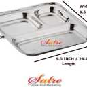 Satre Online and Marketing Square Plates Set of 4 Lunch Dinner Thali 3 Deep Compartments Stainless Steel