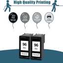 Remanufactured 96 Black Ink Cartridge Replacement for 96 Ink Cartridge Black C9348FN C8767WN High Yield for Deskjet 5740 5940 6520 6540 Officejet 7210 7310 Photosmart 2605 2608 Printer, 2 Pack