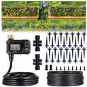 HIRALIY 100FT Automatic Drip Irrigation Kits with Garden Timer, Garden Watering System for Patio Lawn, Quick Connector Design Irrigation System Kit with Easy Programmable Water Timer