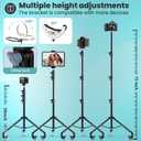 MACTREM 22" Foldable Ring Light with Stand for iPhone ipad, 75" Tripod with Wheels 50W 6500K LED Display/2 USB Ports Large Ringlight Rolling, Tattoo Barber Makeup Studio Video Photography Lighting
