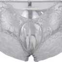 Justgoo Womens Sexy Thongs Lace Panties Underwear Low Rise Plus Size Underpants Pack of 1-3 (Medium, Grey)