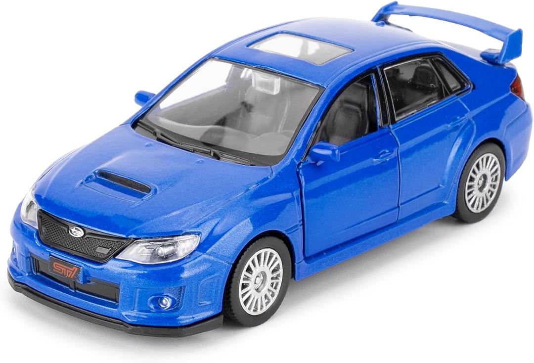 Die-cast Alloy Model Car with Pullback Function, 1/36 Scale Subaru WRX STI2010 Toy Car, Model Toys for Collecting and Decorating, Car Gift for Boys and Girls (Blue)